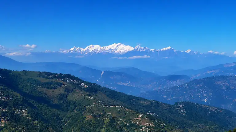 Snow-covered Mount Kanchenjunga from Dawaipani.