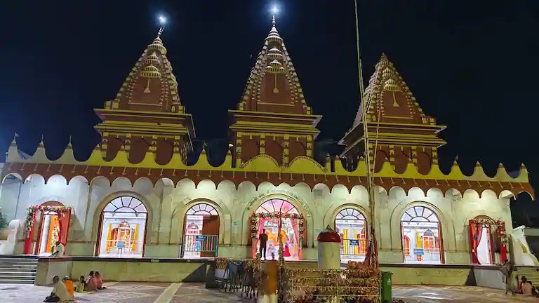 Peaceful Kapil Muni Temple at night during the best time to visit Gangasagar.
