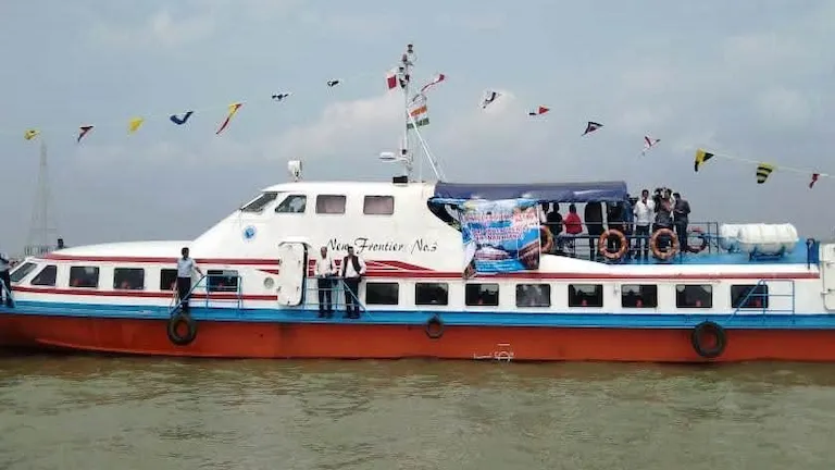 Passenger ferry crossing the river to Sagar Island as detailed in our Gangasagar Ferry Timings guide.