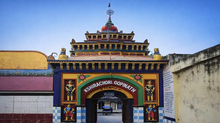 Front entrance gate of the historic Khirachora Gopinath Temple in Remuna near Balasore.