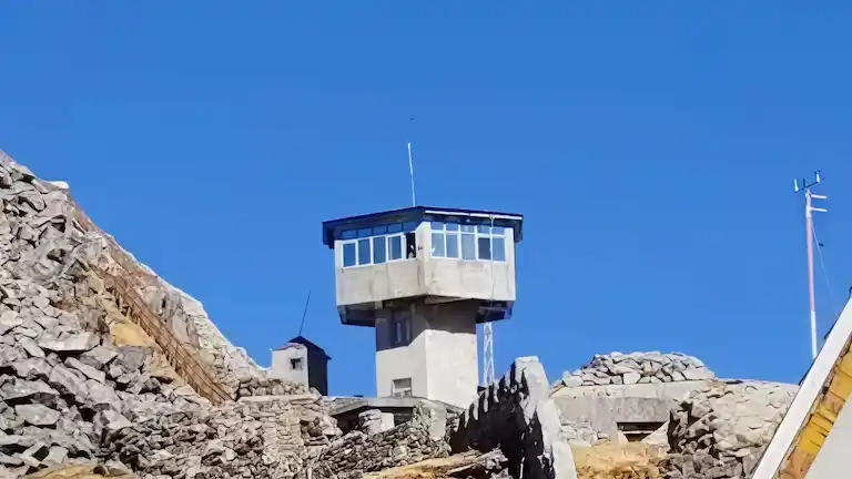 Military watchtower at the high-altitude Sikkim border.